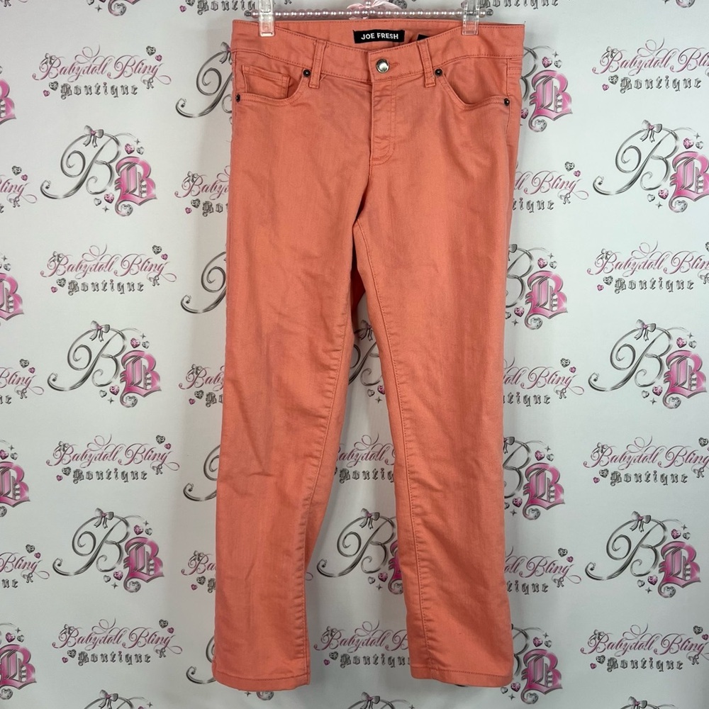 Joe Fresh pants denim jeans orange coral Women's Peach Ankle Jeans